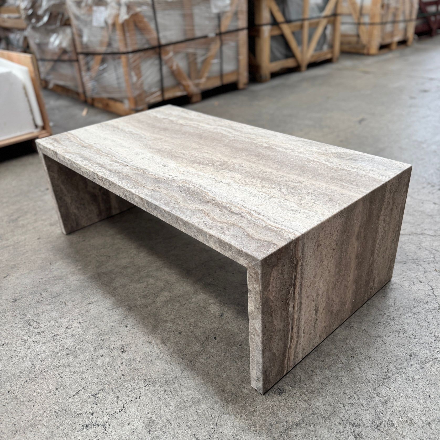 Waterfall Coffee Table - Veincut Silver Travertine gallery detail image