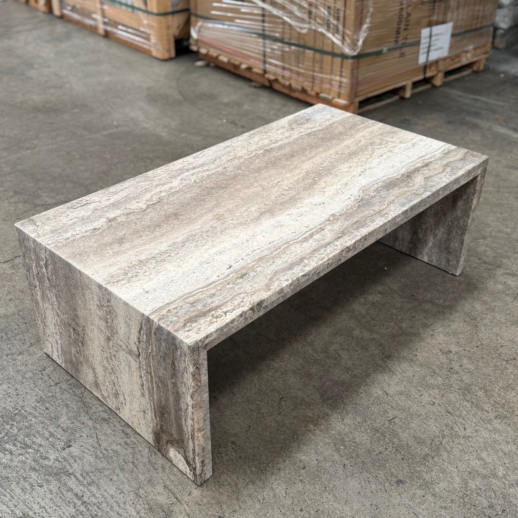 Waterfall Coffee Table - Veincut Silver Travertine gallery detail image
