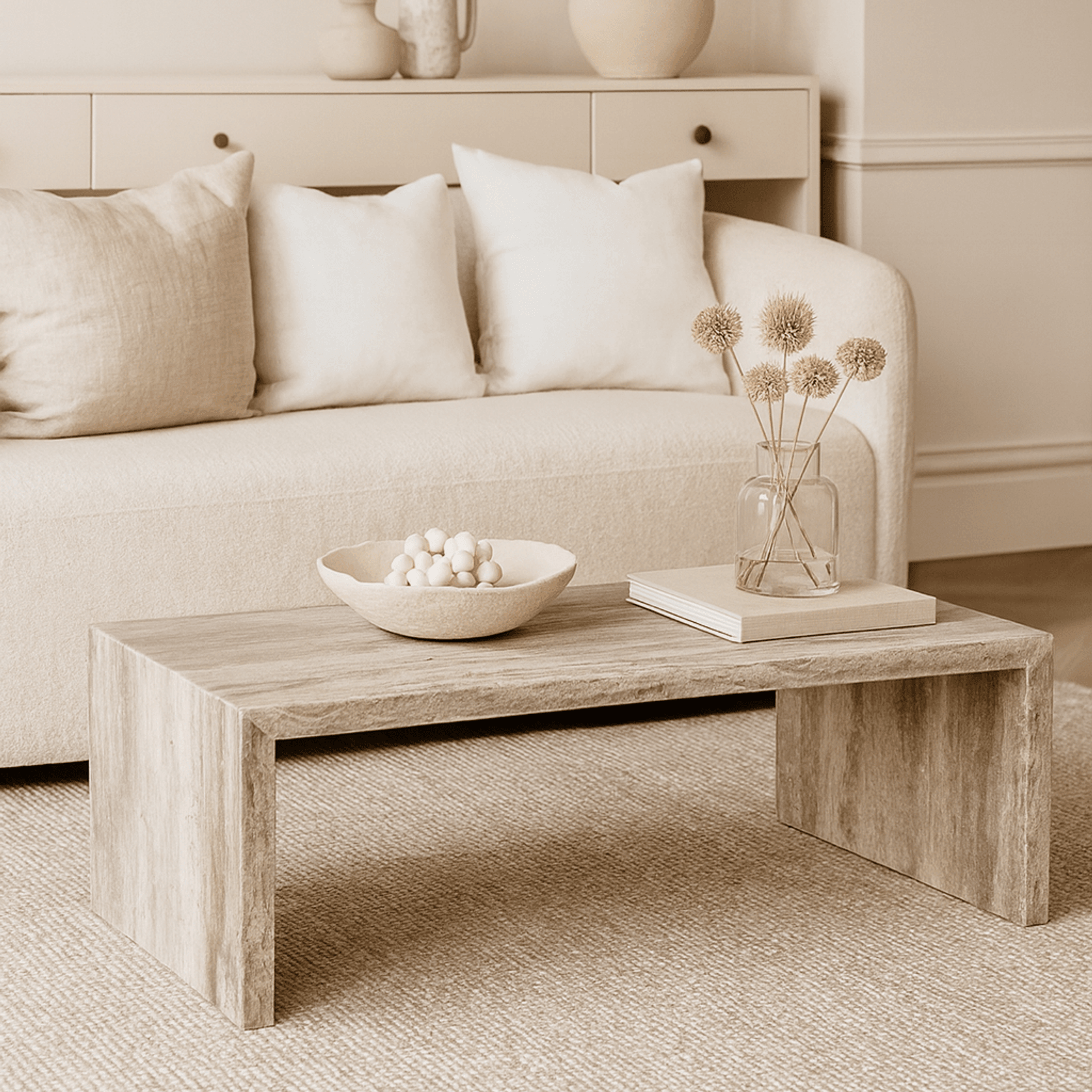 Waterfall Coffee Table - Veincut Silver Travertine gallery detail image