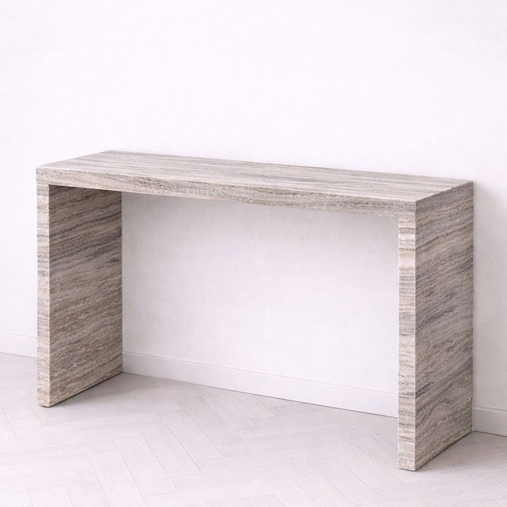 Waterfall Hallway Console - Silver Travertine gallery detail image