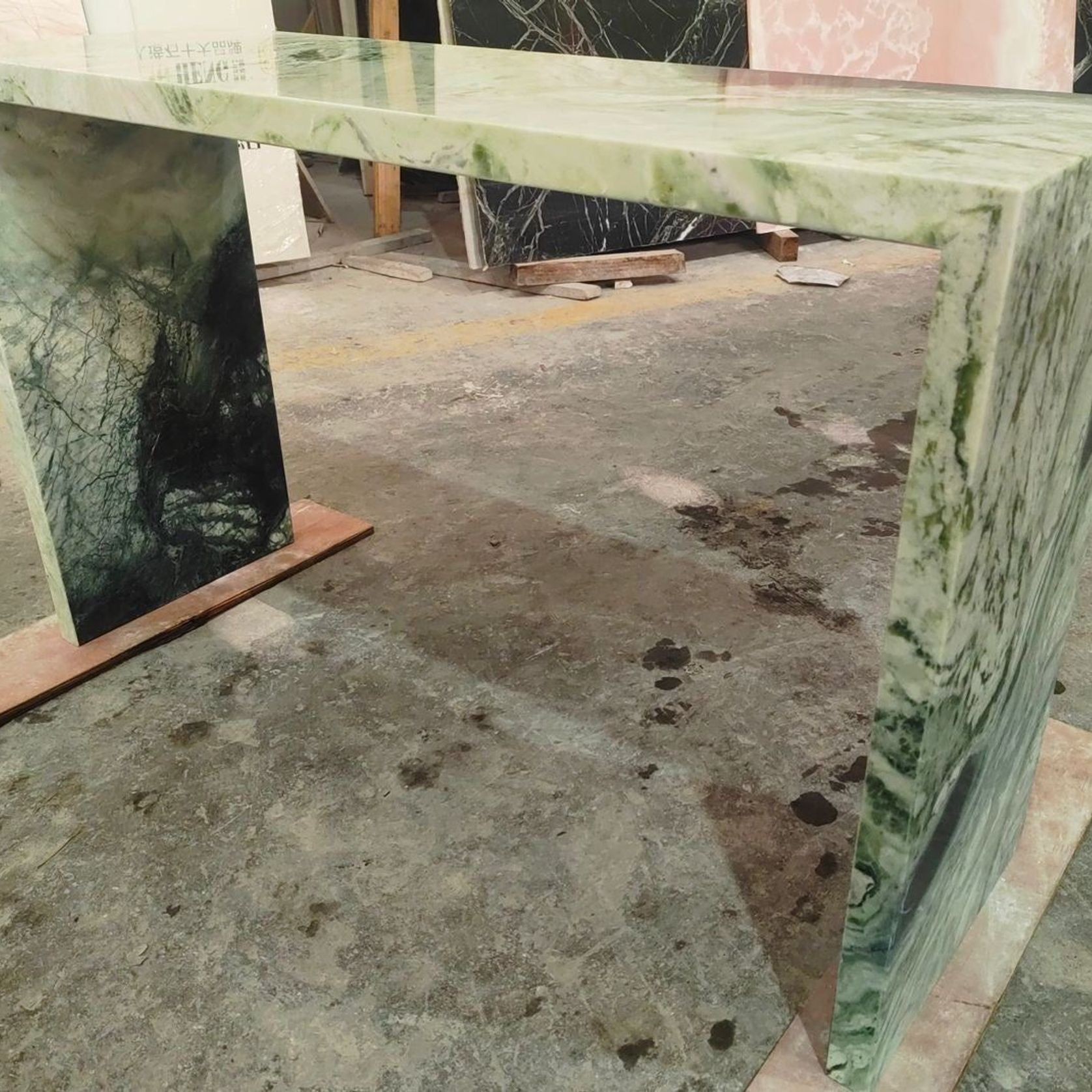 Waterfall Hallway Console - Twill Green Marble gallery detail image