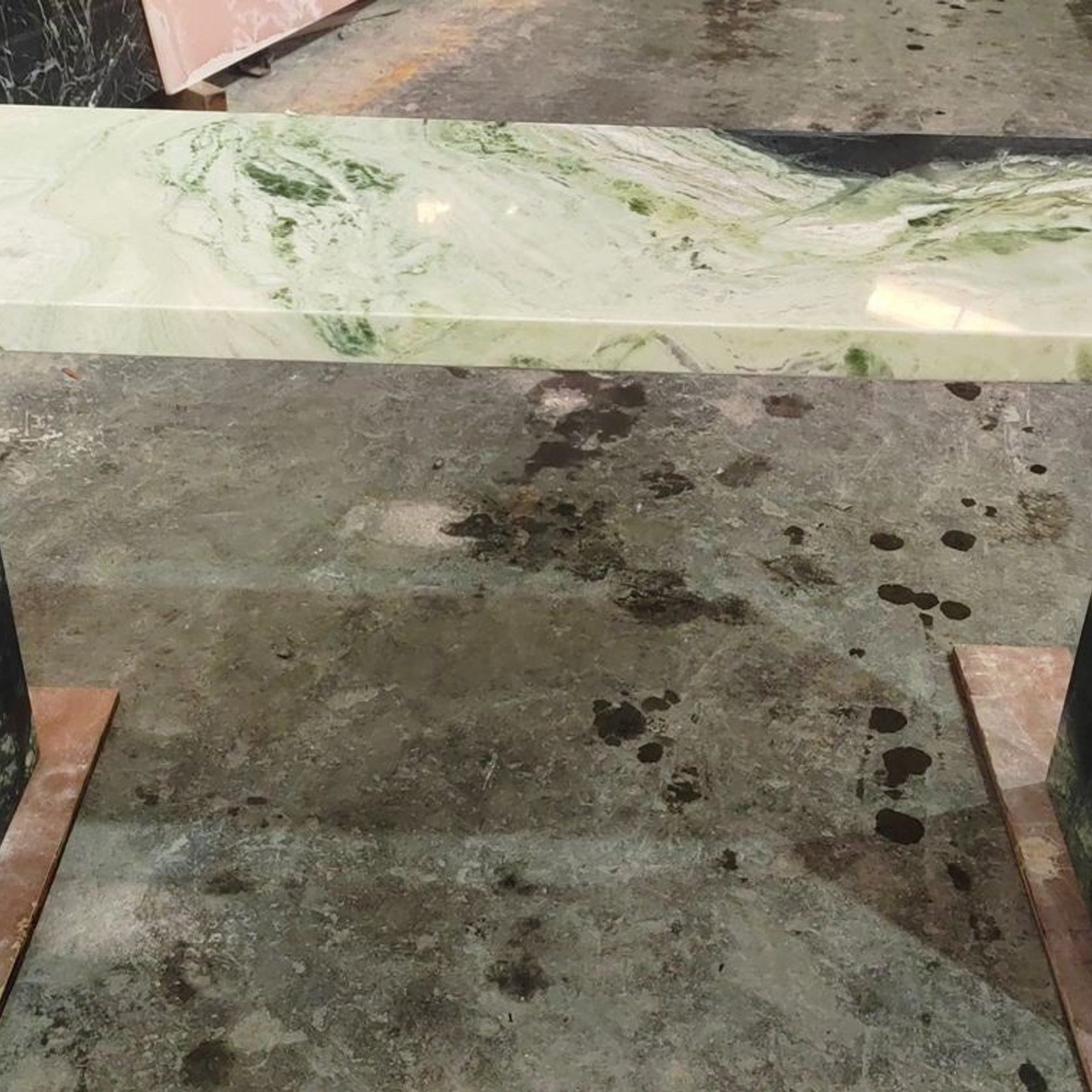 Waterfall Hallway Console - Twill Green Marble gallery detail image