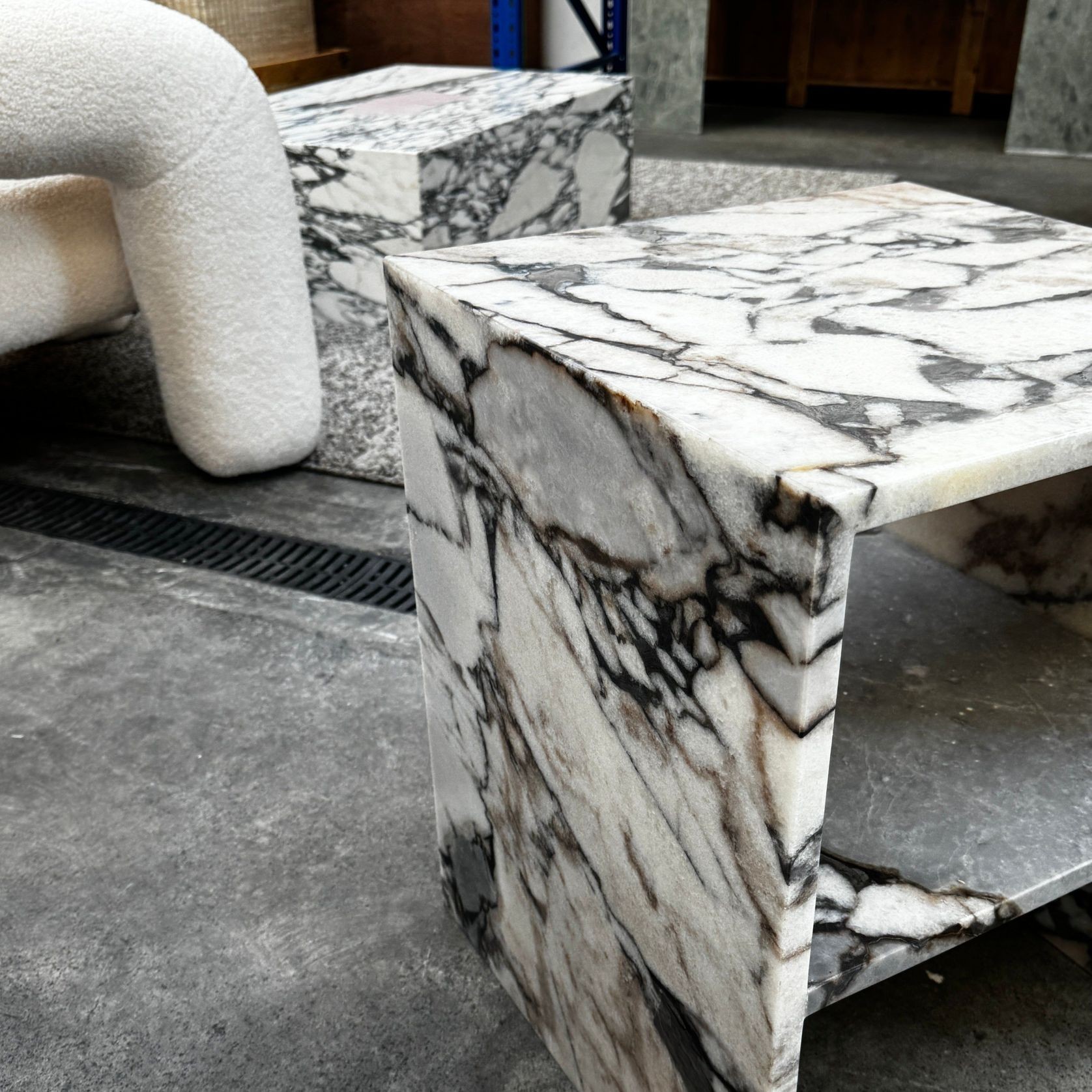 Waterfall Side Table - Milky Blue Marble gallery detail image