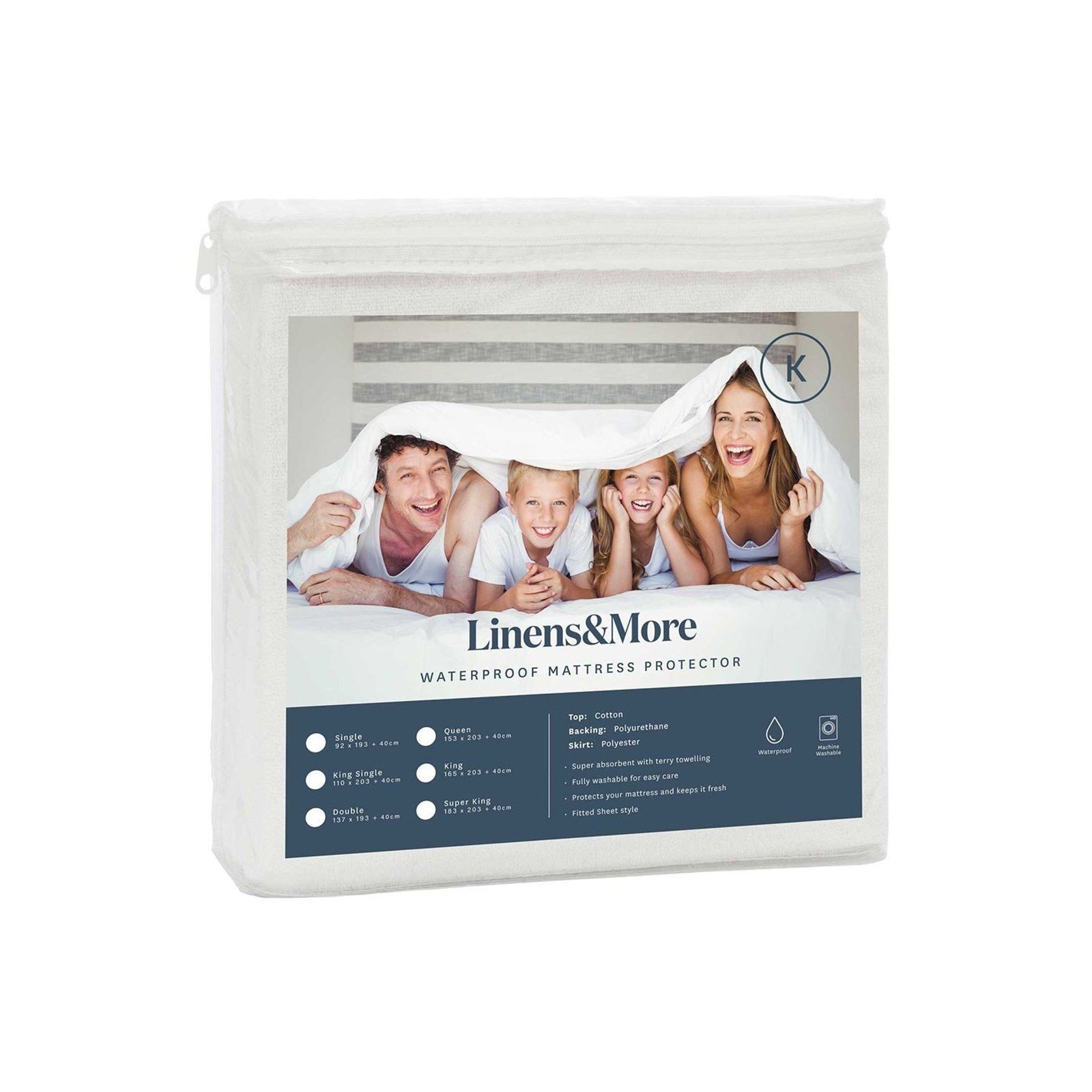WATERPROOF COTTON MATTRESS PROTECTOR WHITE – KING gallery detail image