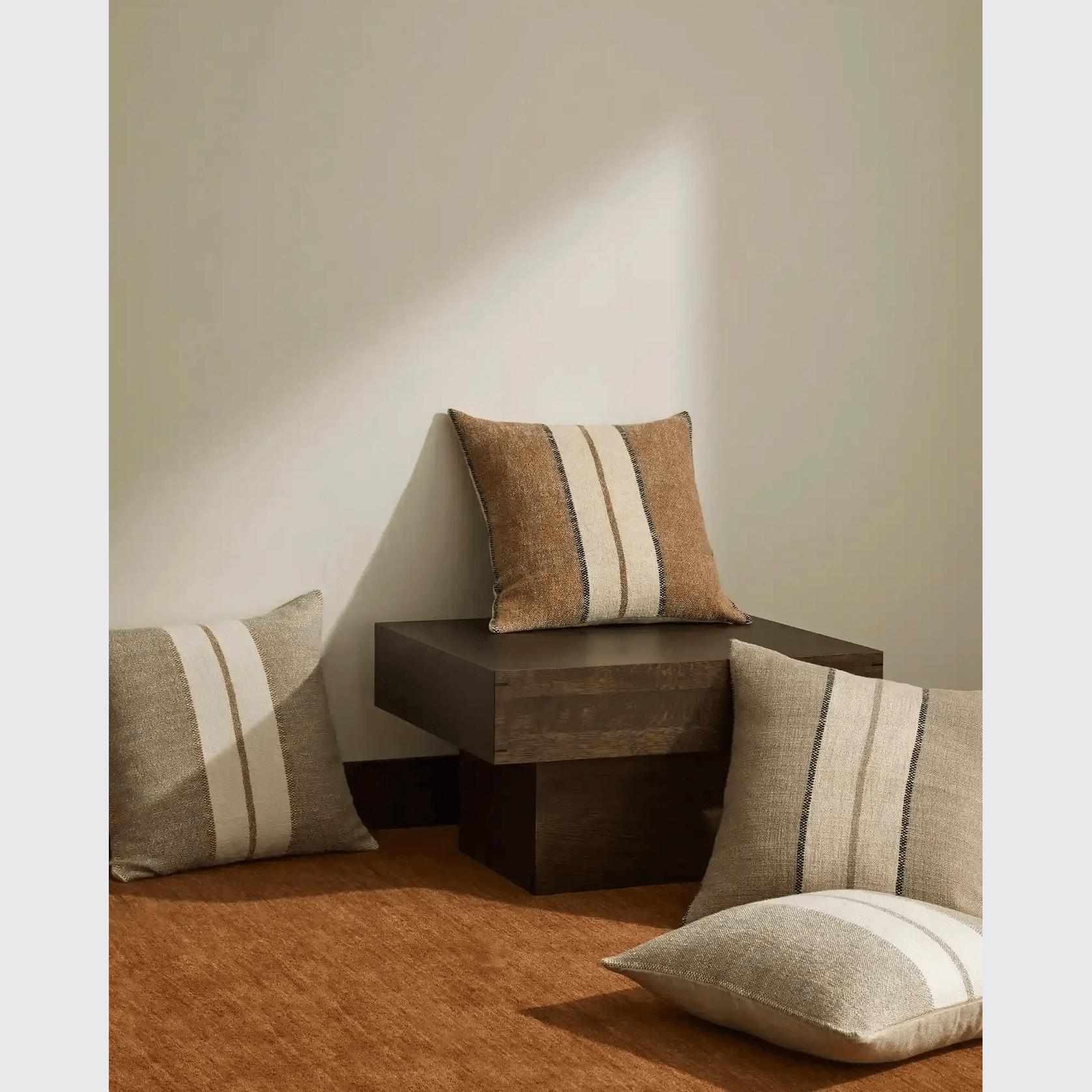 Weave Home Ottavio Cushion - Cocoa | Textured Stripe gallery detail image