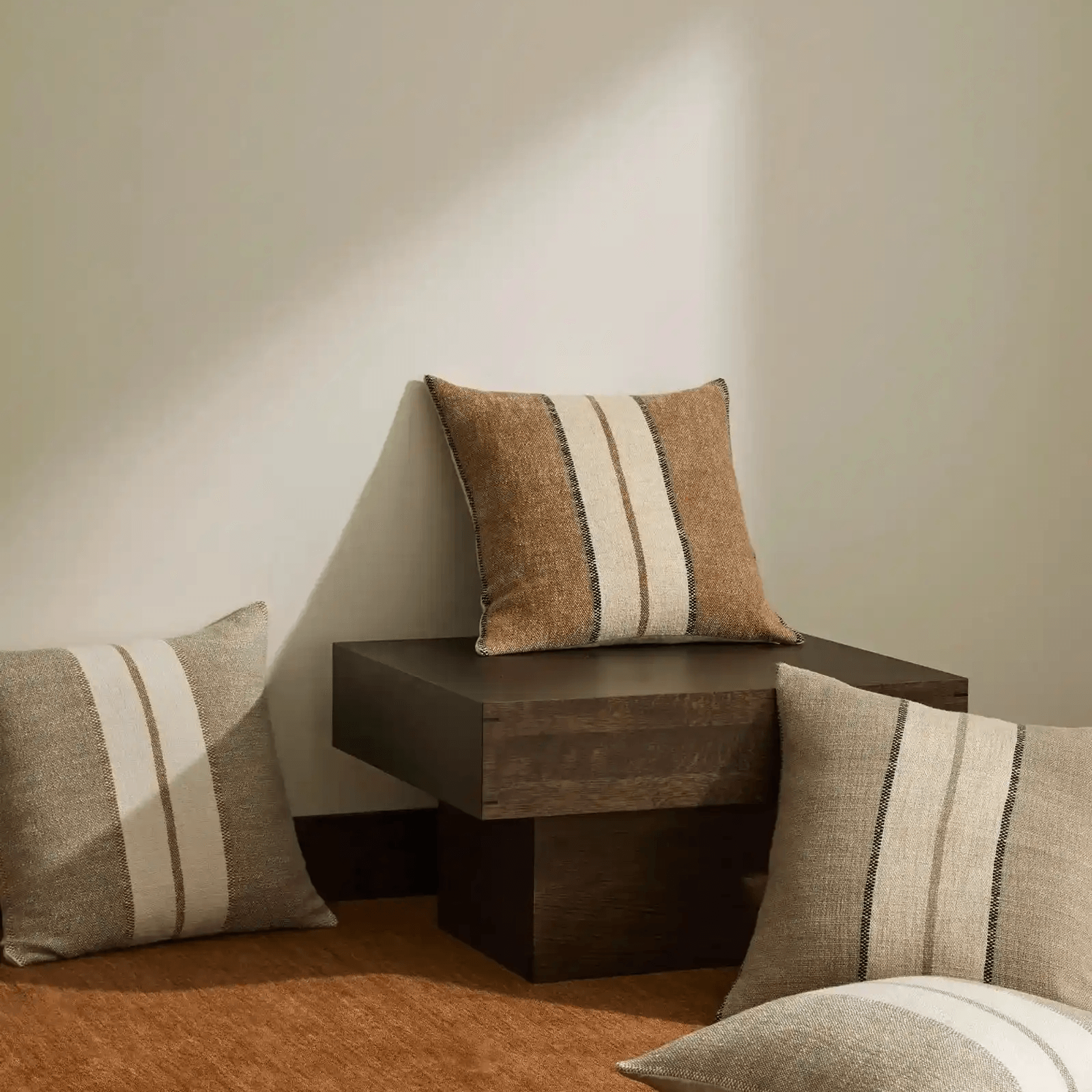 Weave Home Ottavio Cushion - Cocoa | Textured Stripe gallery detail image