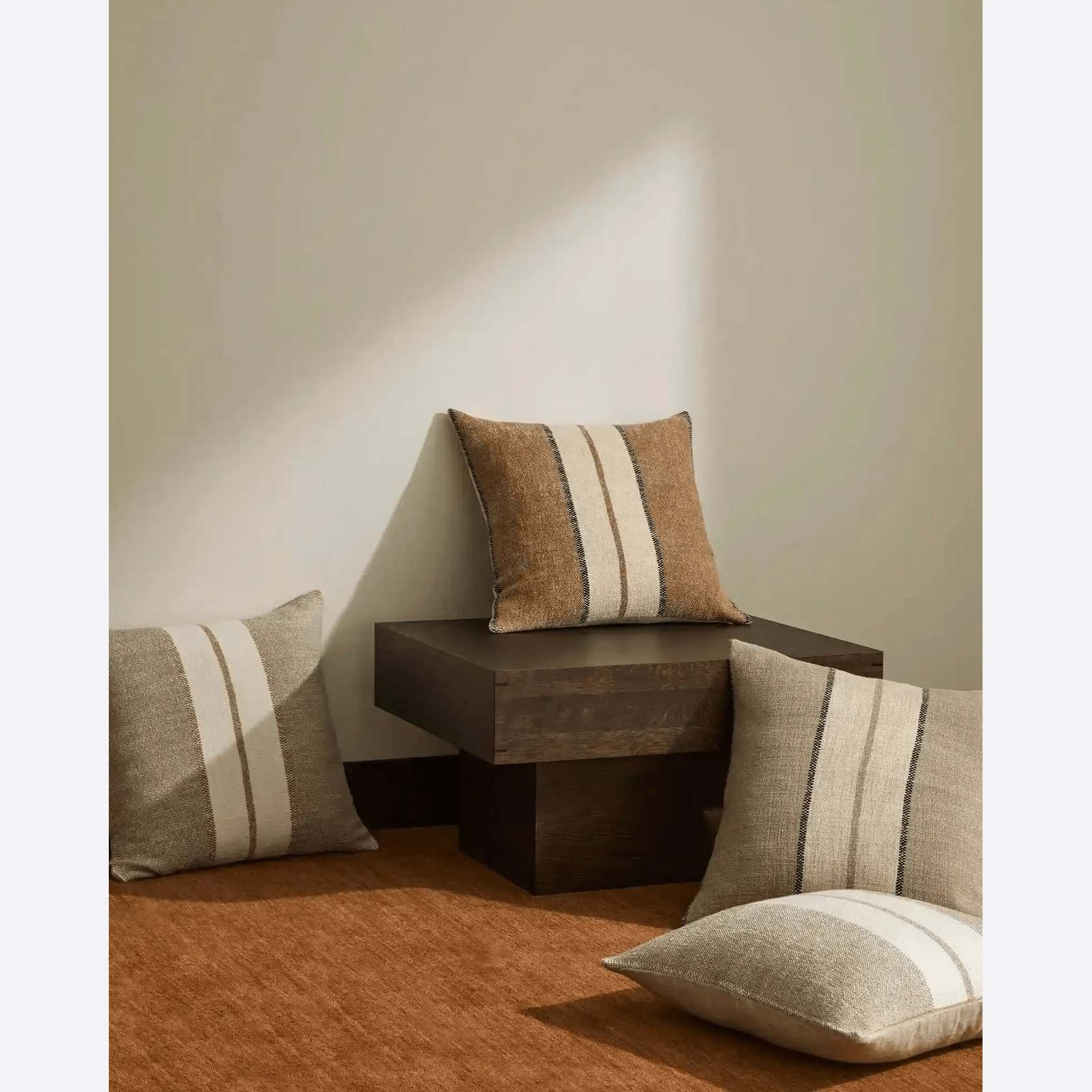 Weave Home Ottavio Cushion - Earth | Textured Stripe gallery detail image