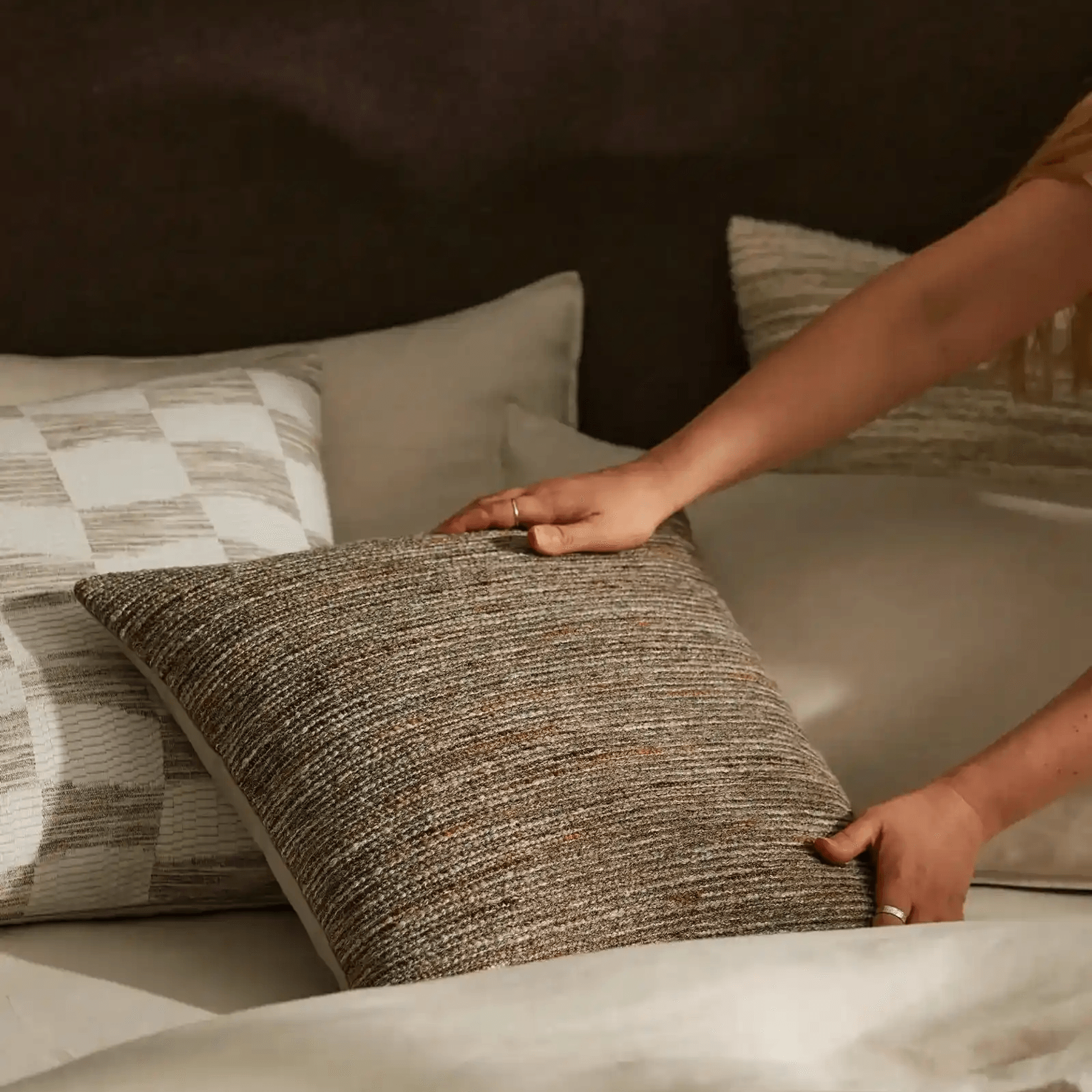 Weave Home Vista Cushion Cover - Natural | Chunky Linen/Wool Blend gallery detail image