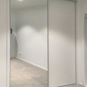 White Melamine and Mirror Sliding Door With Double Tracks gallery detail image