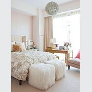 Fur Pouf Ottoman Stool - White gallery detail image