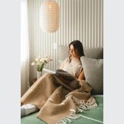 Ruanui Station Lambswool Waffle Throw - Winiata Wheat gallery detail image