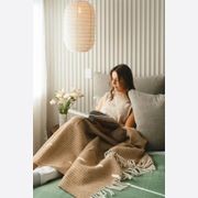 Ruanui Station Lambswool Waffle Throw - Winiata Wheat gallery detail image