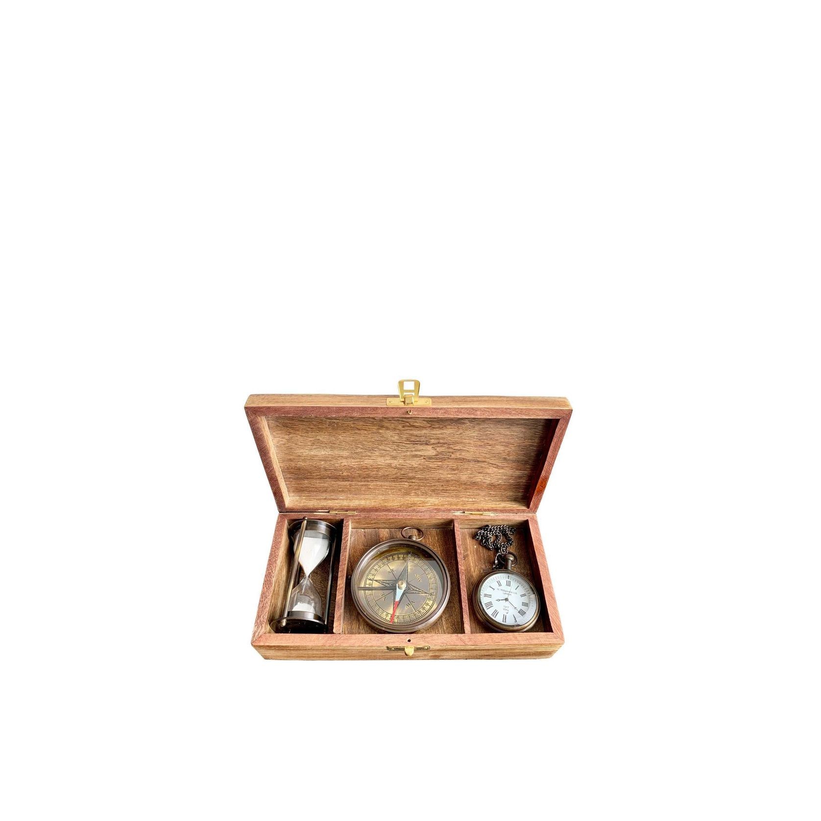 Wooden Gift Clock Compass Sand Timer gallery detail image