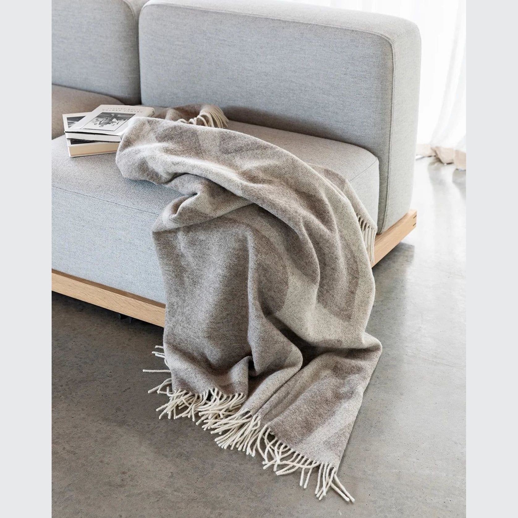 Baya Flagstone Throw Blanket - Fawn | 100% NZ Wool gallery detail image