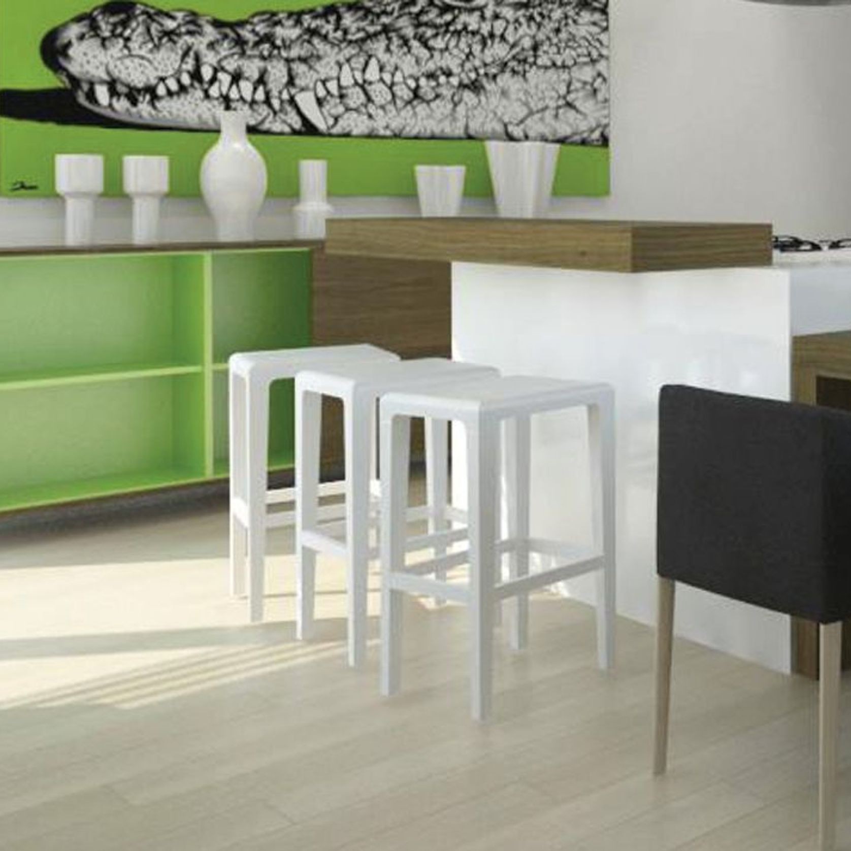 Rioja Kitchen Stool - White Painted - by TON gallery detail image