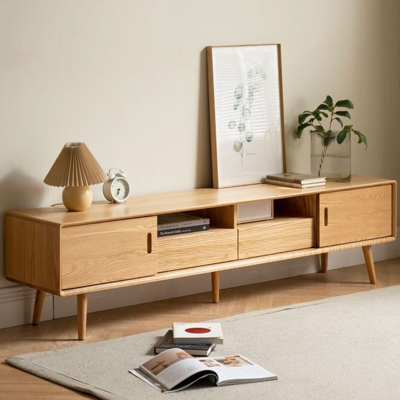 Yorko Natural Solid Oak TV unit gallery detail image