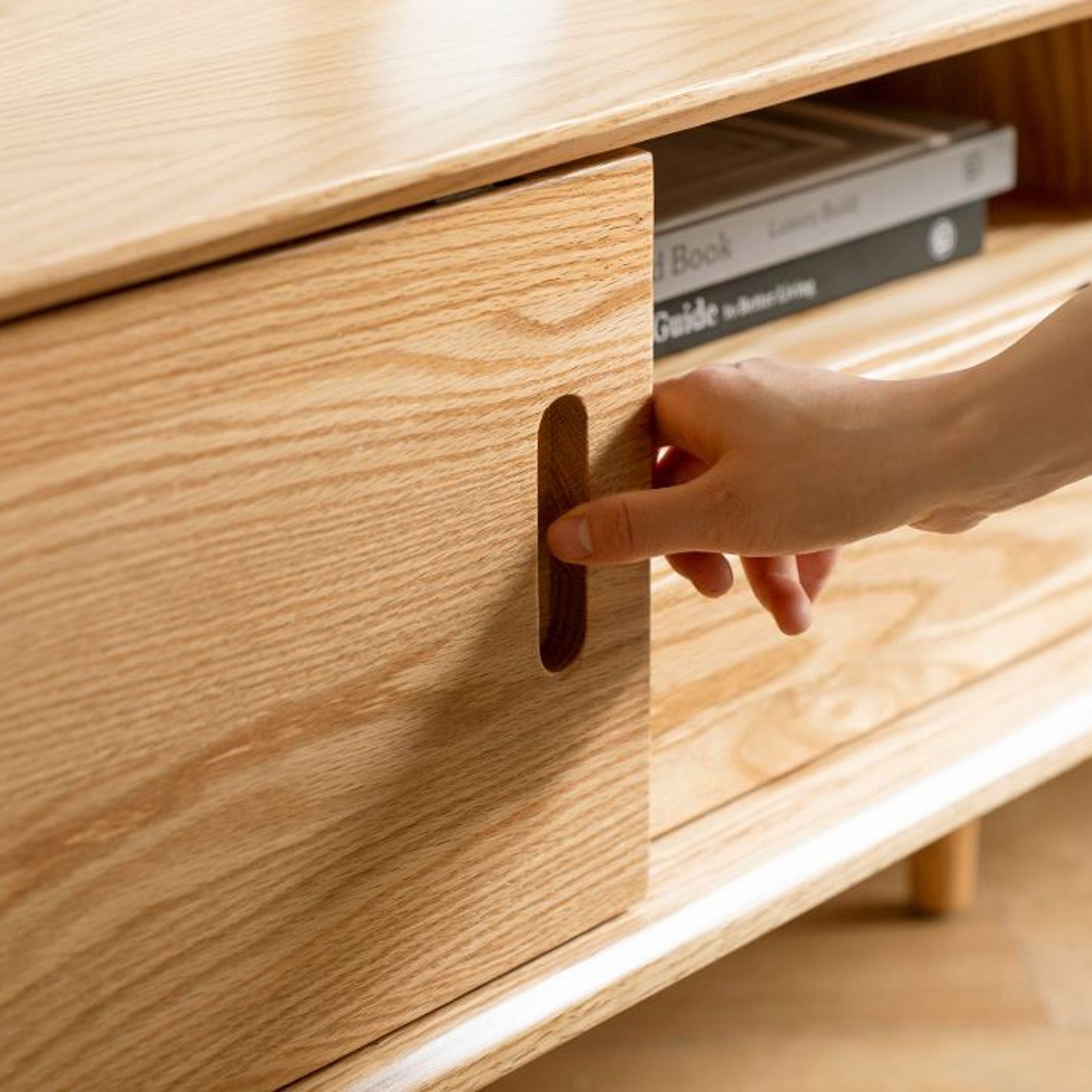 Yorko Natural Solid Oak TV unit gallery detail image