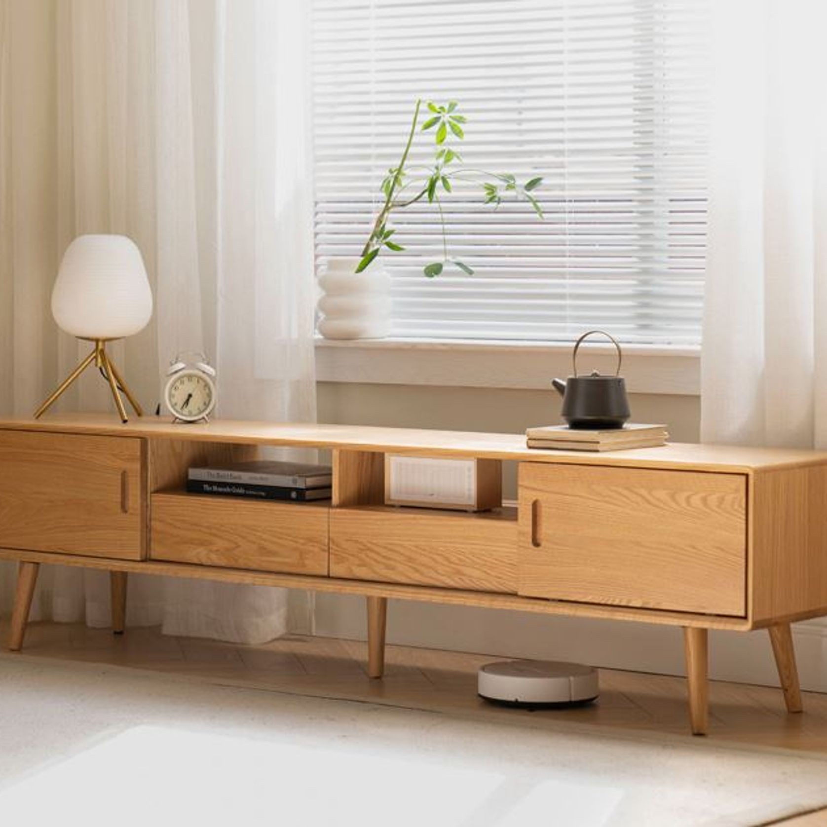 Yorko Natural Solid Oak TV unit gallery detail image