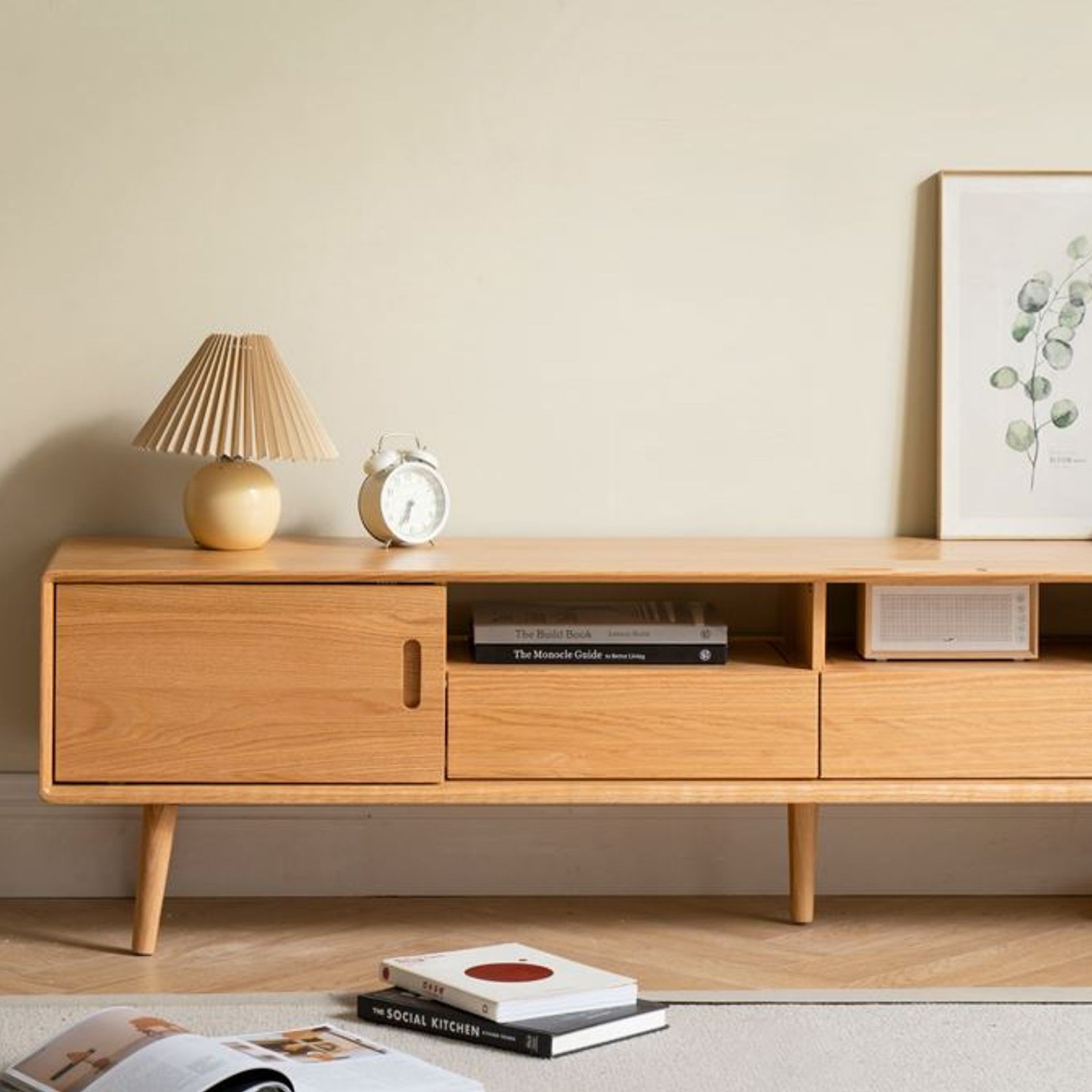 Yorko Natural Solid Oak TV unit gallery detail image