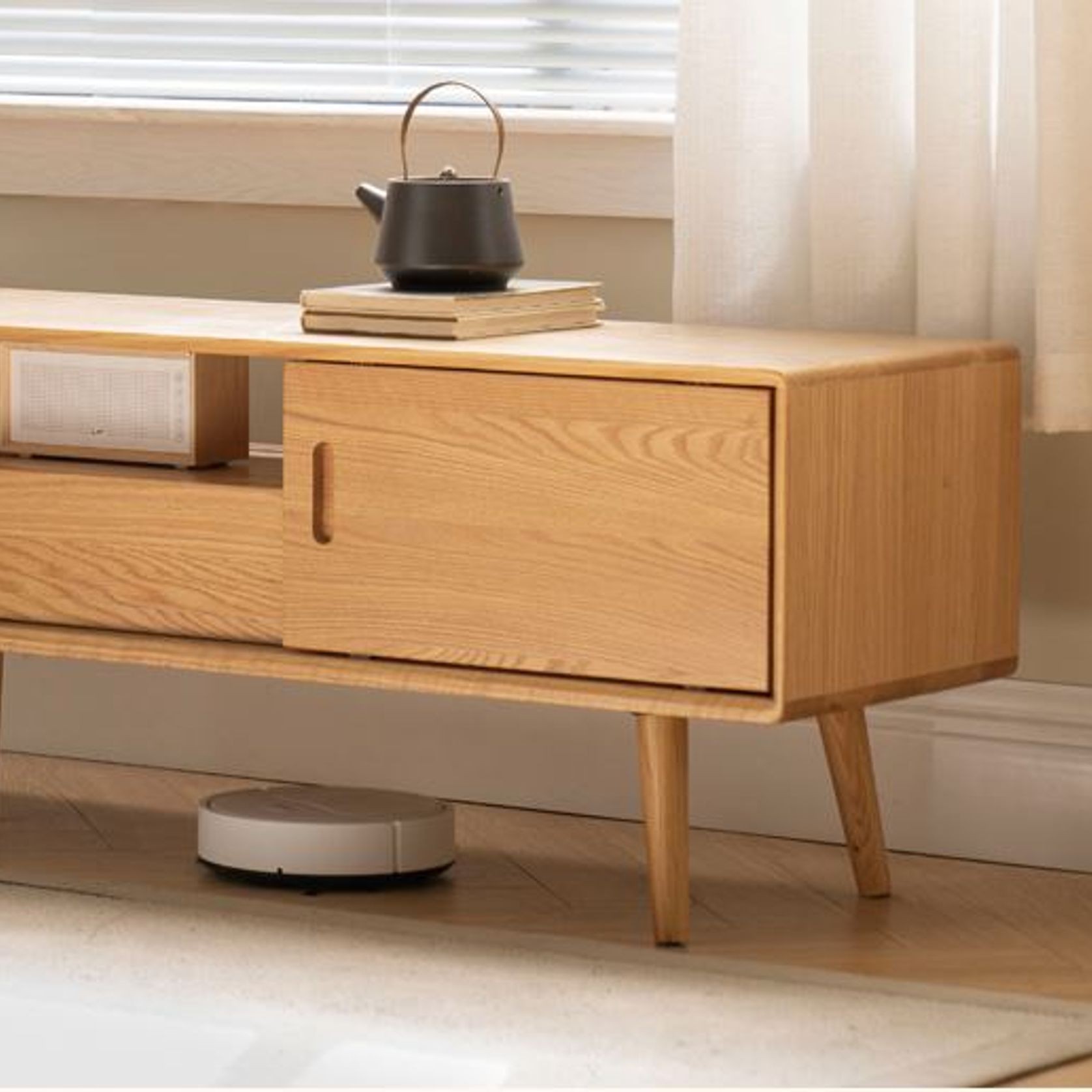 Yorko Natural Solid Oak TV unit gallery detail image