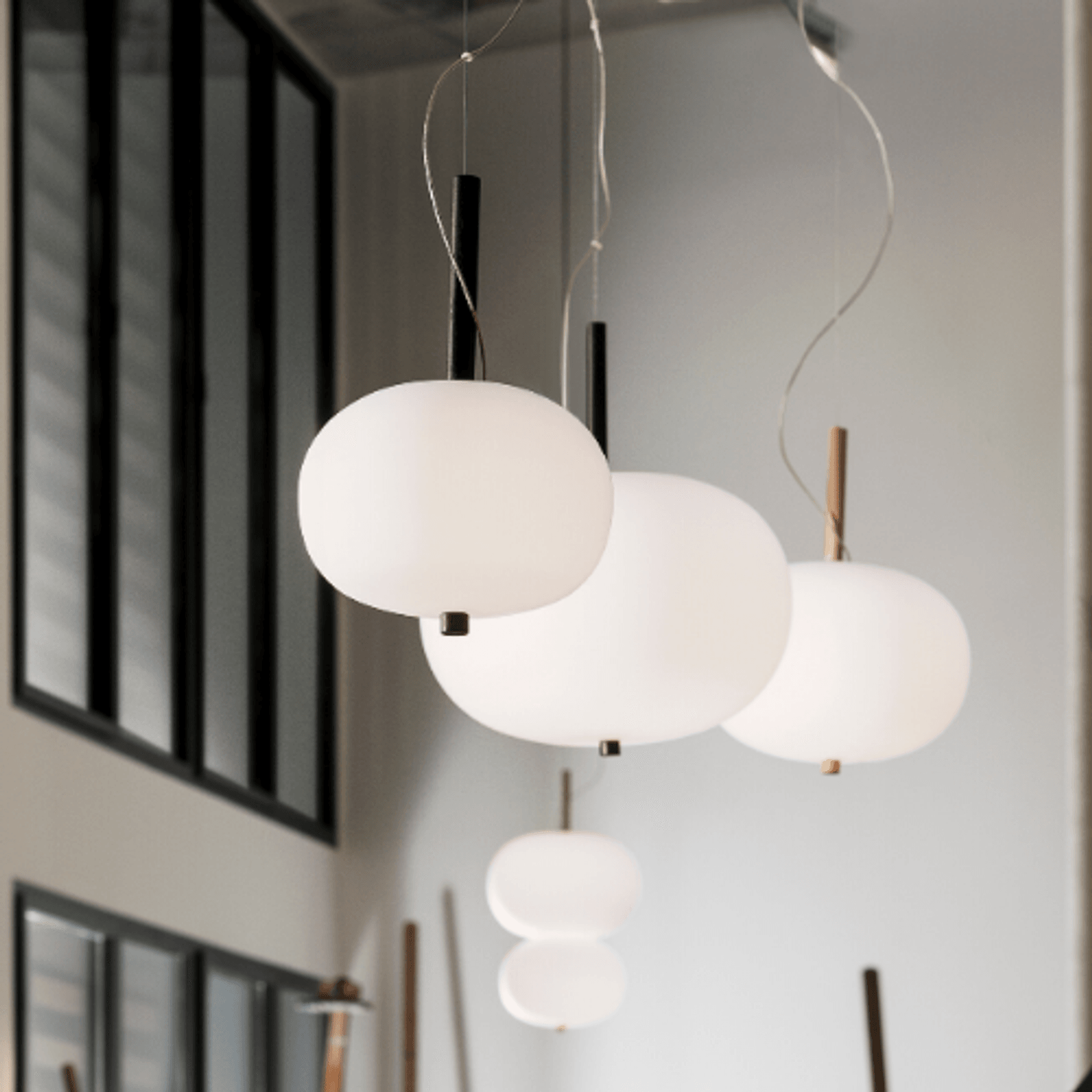 Luna LED Glass Pendant - Medium in Timber gallery detail image