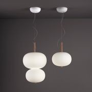 Luna LED Double Glass Pendant in Timber gallery detail image