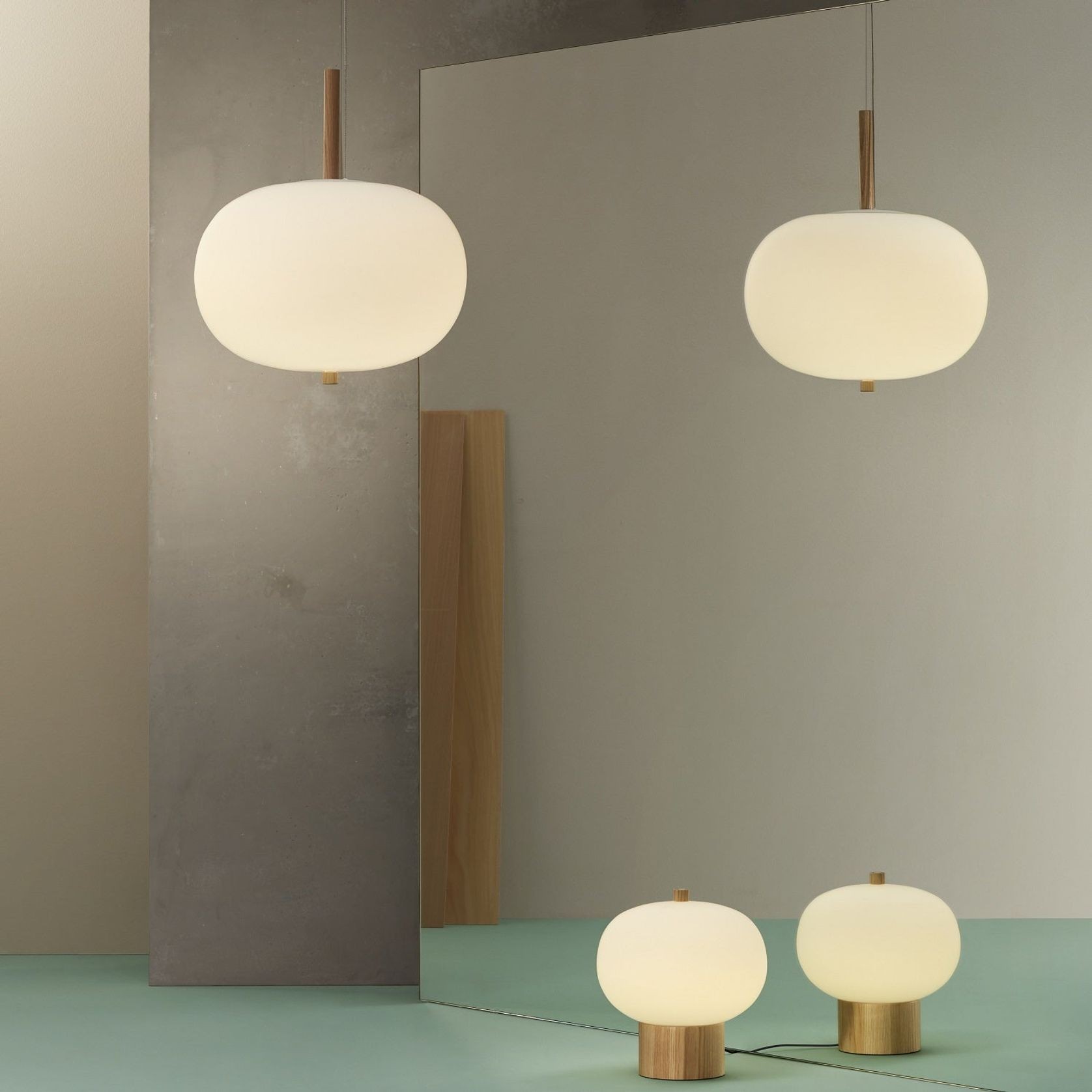 Luna LED Glass Pendant - Large in Ash gallery detail image