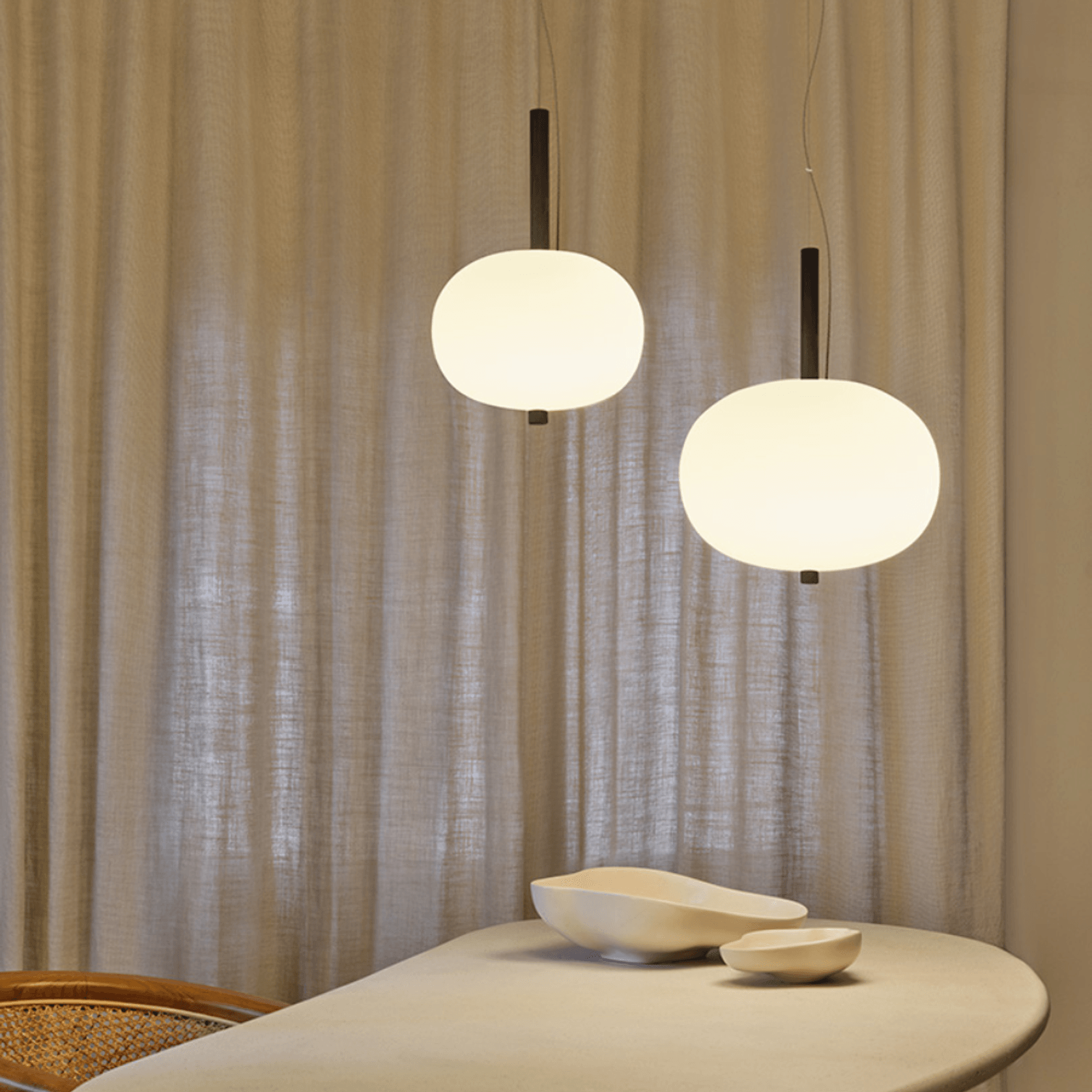 Luna LED Glass Pendant - Small in Ash gallery detail image