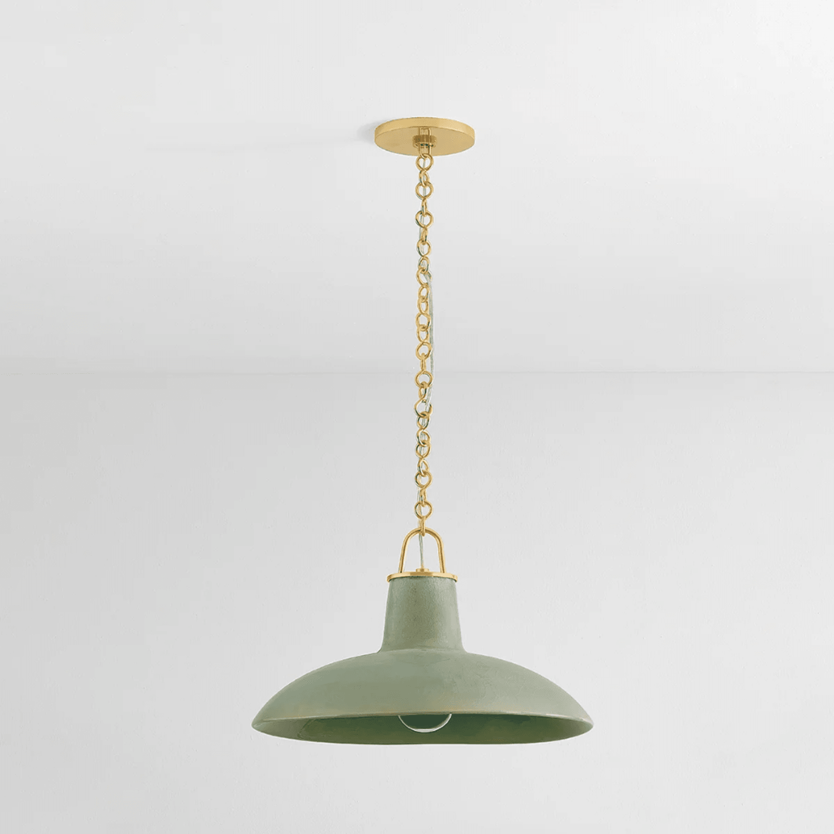 Potter 1 Light Pendant In Aged Brass & Ceramic Moss Crackle gallery detail image