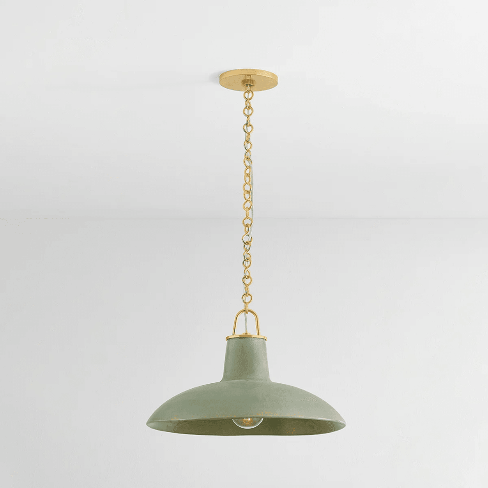 Potter 1 Light Pendant In Aged Brass & Ceramic Moss Crackle gallery detail image