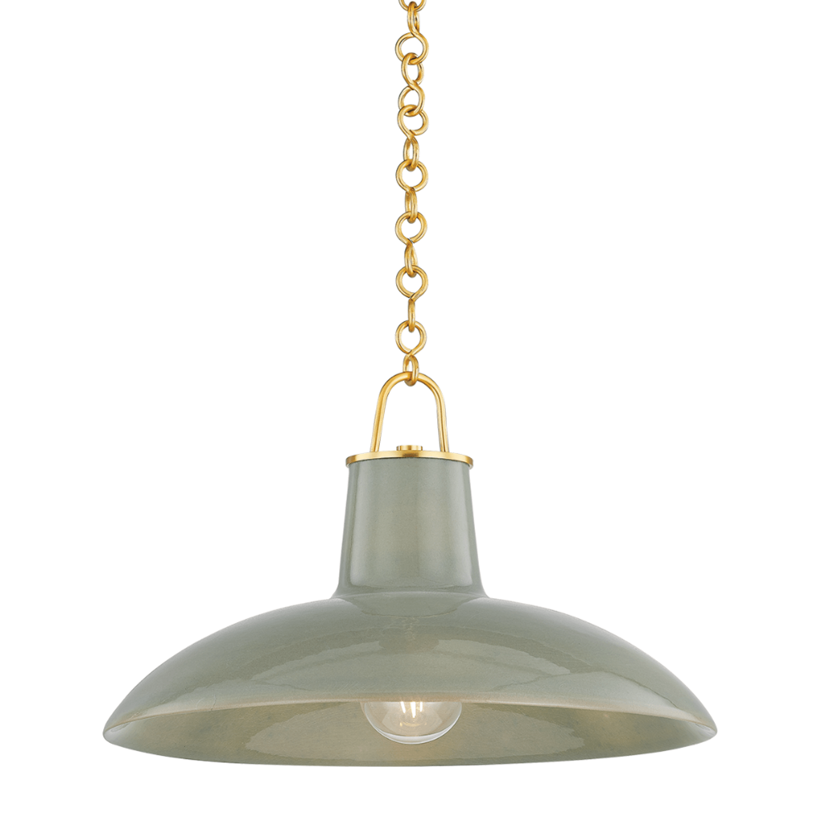 Potter 1 Light Pendant In Aged Brass & Ceramic Moss Crackle gallery detail image