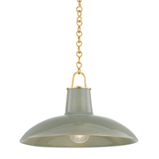 Potter 1 Light Pendant In Aged Brass & Ceramic Moss Crackle gallery detail image