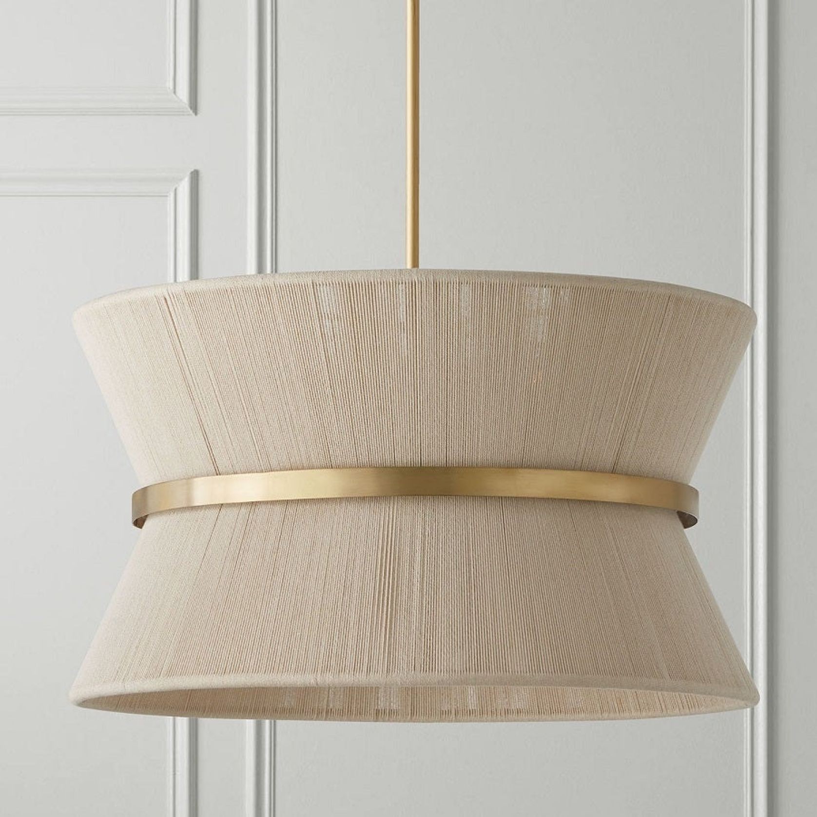 Fisher 8 Light Pendant in Brass & Bleached Rope gallery detail image