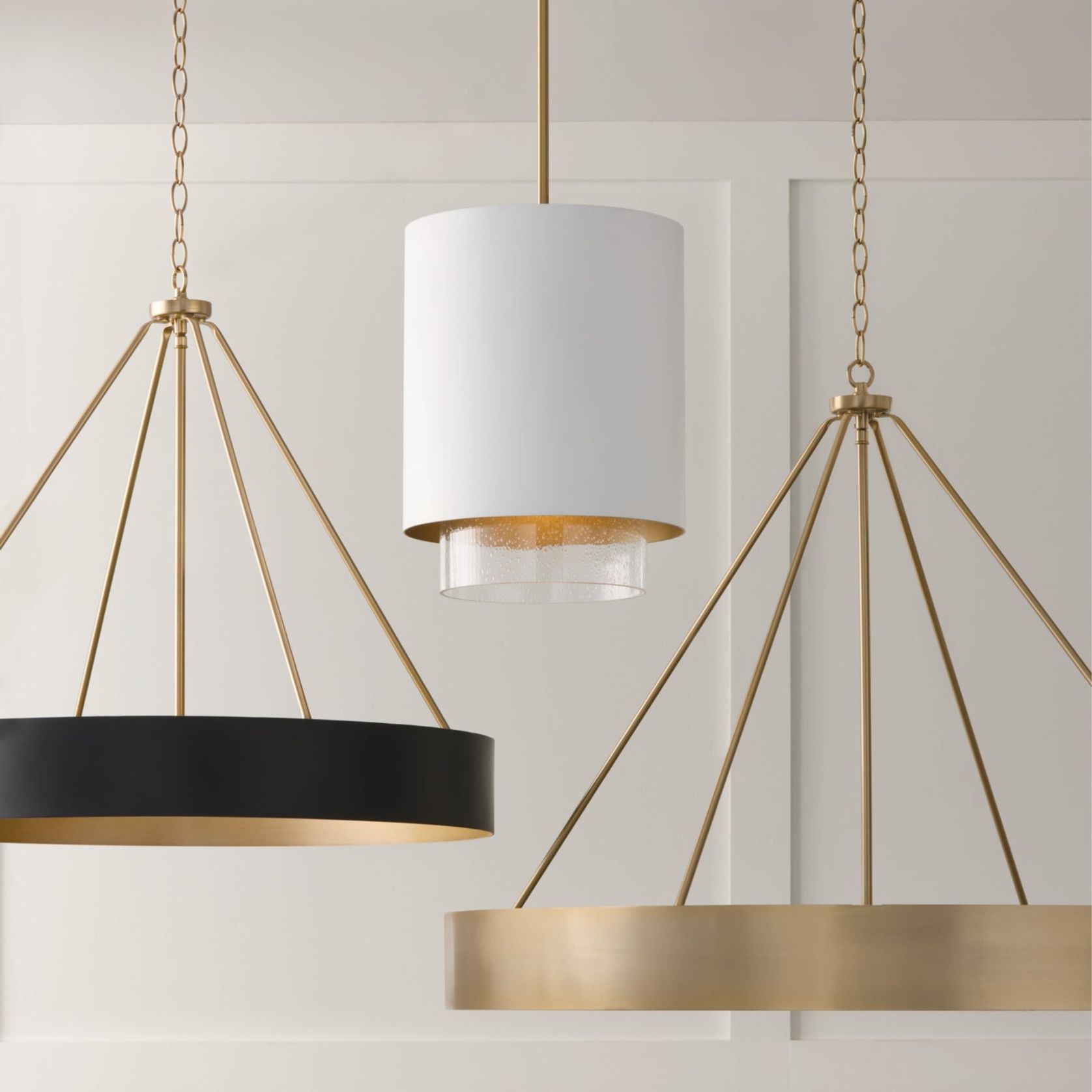 Swell 4 Light Chandelier in Matte Brass & Black gallery detail image