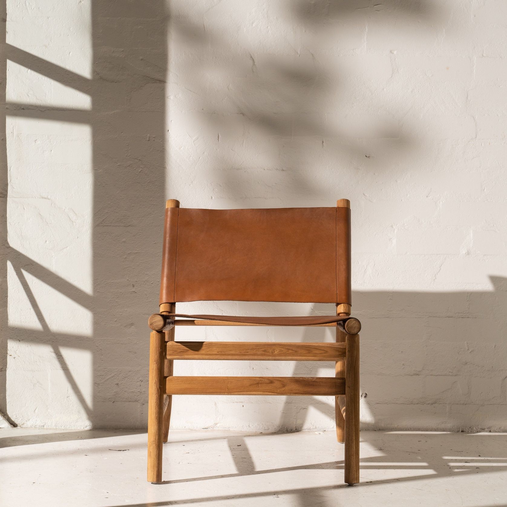 Zadie Tan Leather and Teak Chair gallery detail image