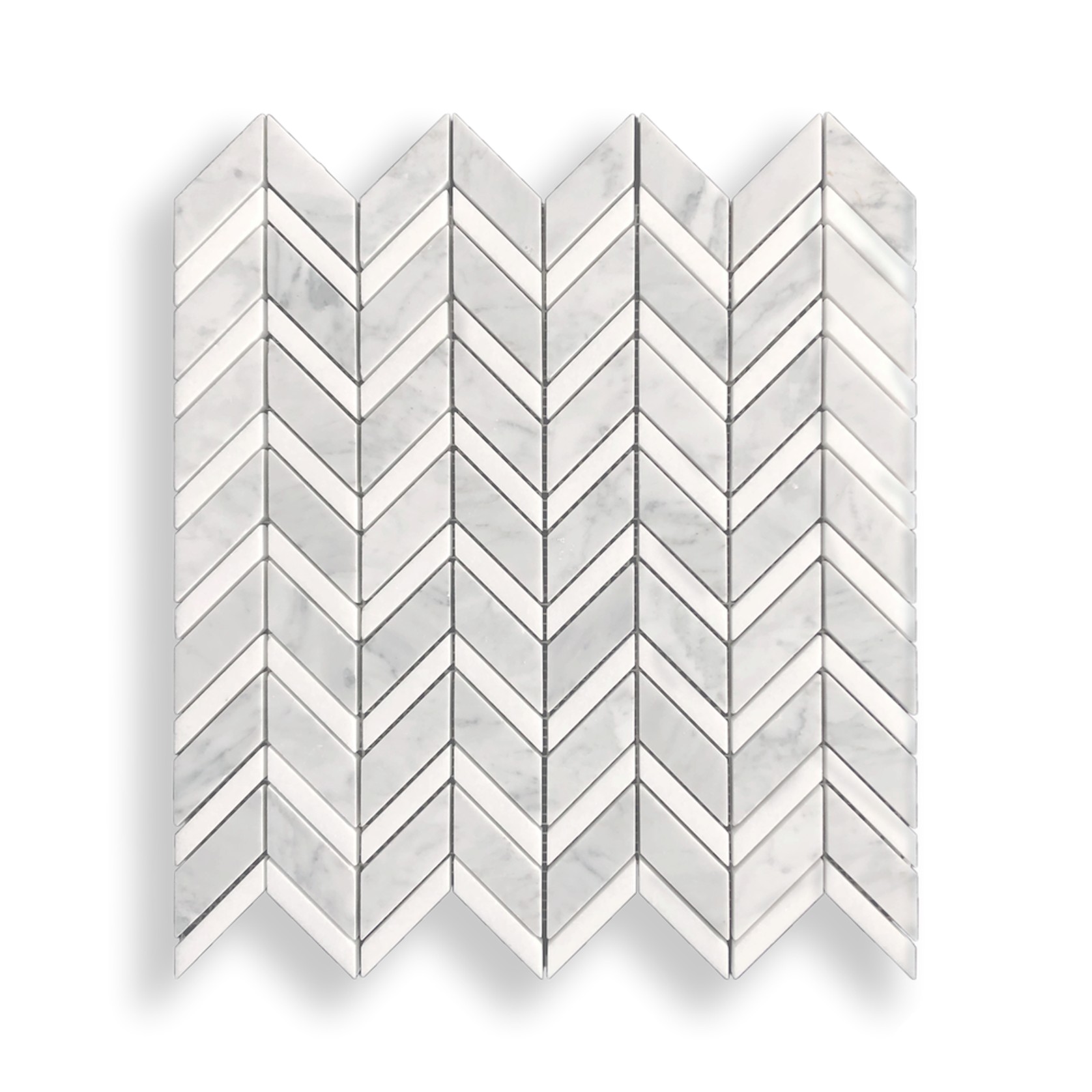 Carrara Honed And Thassos Polished Chevron Mosaic gallery detail image