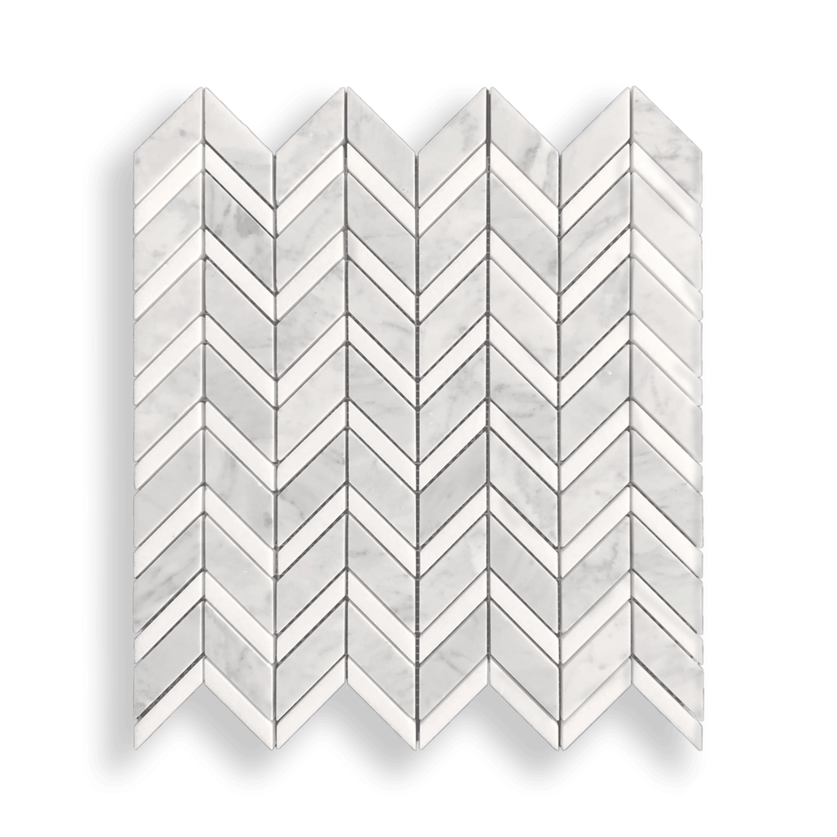 Carrara Honed And Thassos Polished Chevron Mosaic gallery detail image