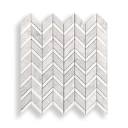 Carrara Honed And Thassos Polished Chevron Mosaic gallery detail image