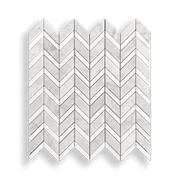 Carrara Honed And Thassos Polished Chevron Mosaic gallery detail image