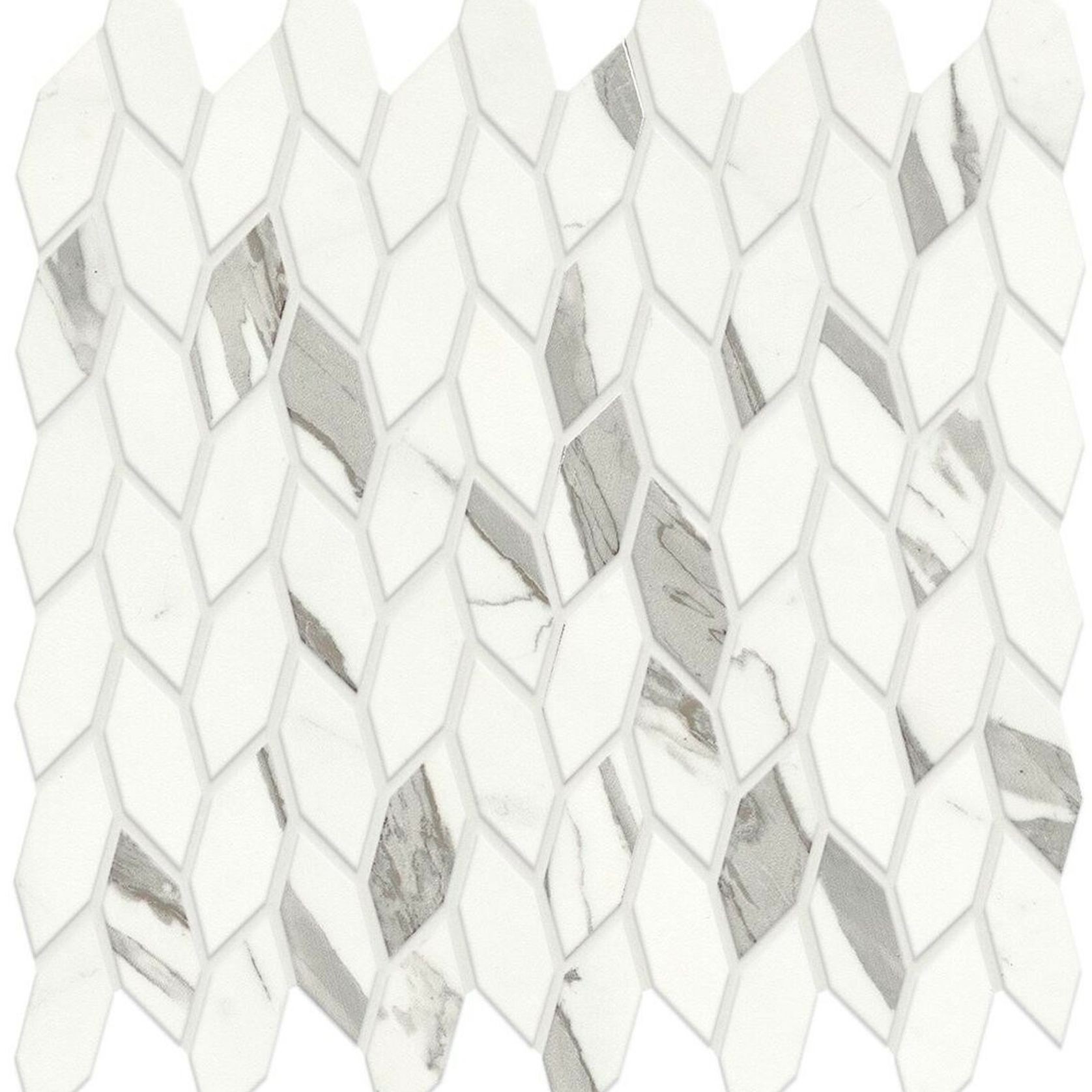 Statuario Supremo Twist Satin Mosaic | Tile Space gallery detail image