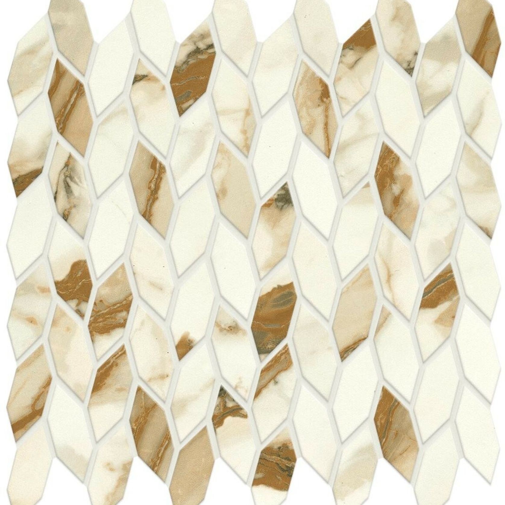 Calacatta Imperial Twist Satin Mosaic | Tile Space gallery detail image