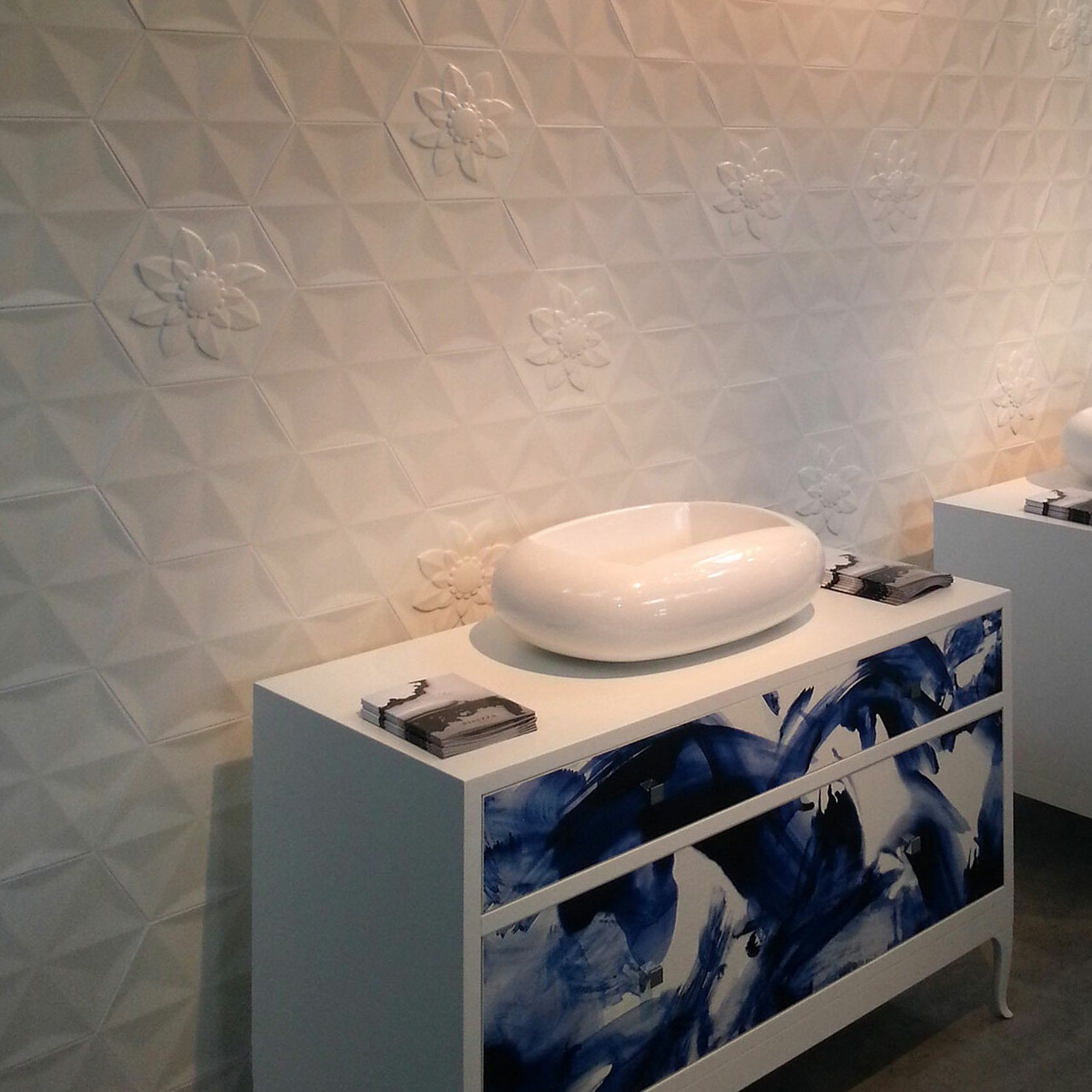White Frozen Flower Ceramic Wall Tile gallery detail image