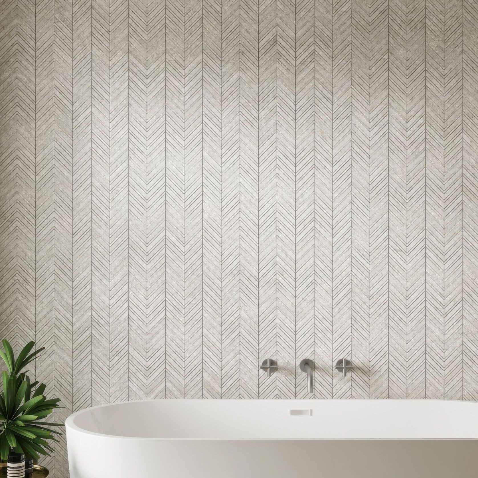 Arctic Tundra Ivory Matt Herringbone Mosaic gallery detail image