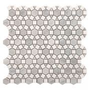 Alhambra Honed Grey Carrara & Polished Thassos Honed Mosaic gallery detail image