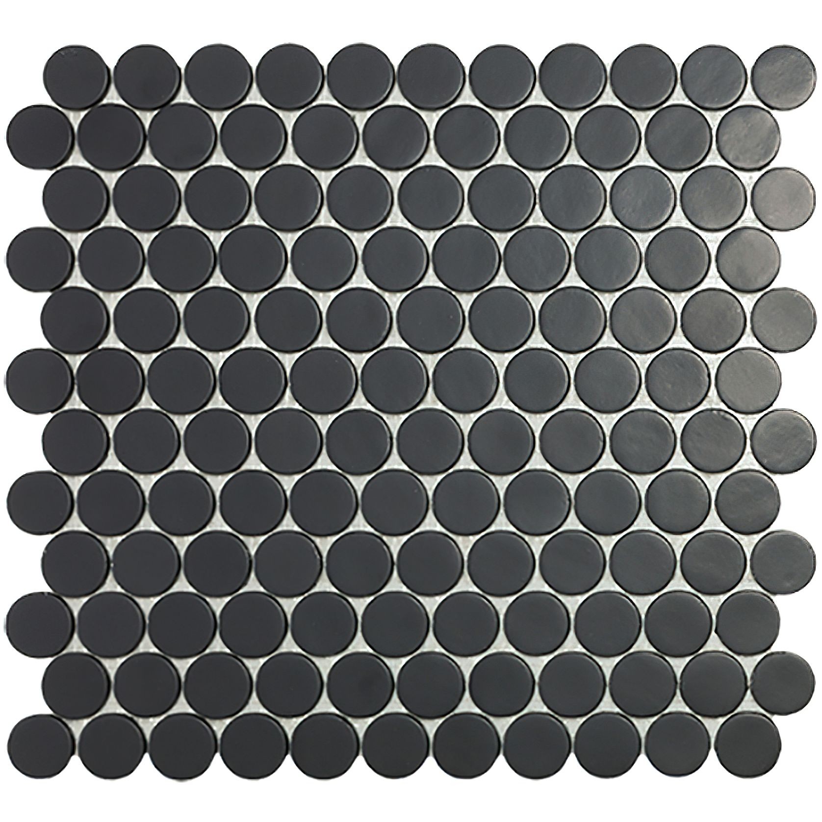 Circle Black Pennyround Mosaic Tile gallery detail image