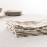 100% French Flax Linen Napkin- Set 4-Natural Gingham gallery detail image