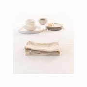 100% French Flax Linen Napkin- Set 4-Wide Natural Stripe gallery detail image