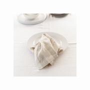 100% French Flax Linen Napkin- Set 4-Wide Natural Stripe gallery detail image