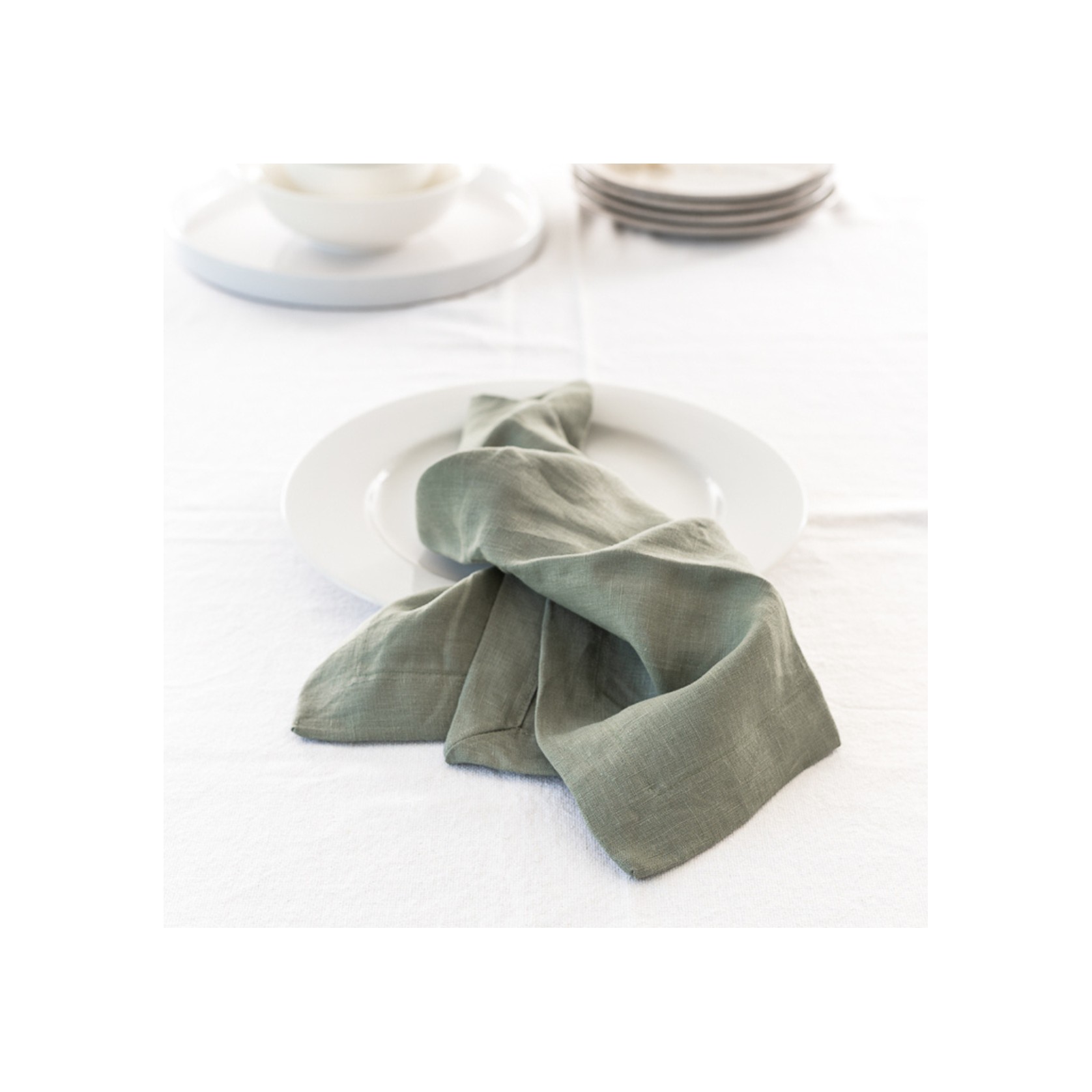 100% French Flax Linen Napkin- Set 4-Lichen gallery detail image