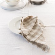 100% French Flax Linen Napkin- Set 4-Natural Gingham gallery detail image